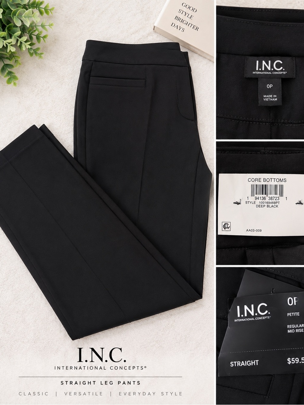INC International Concepts Black Straight Leg Men’s Pants